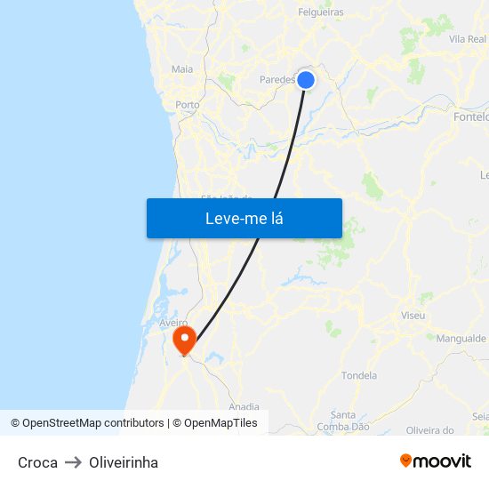 Croca to Oliveirinha map