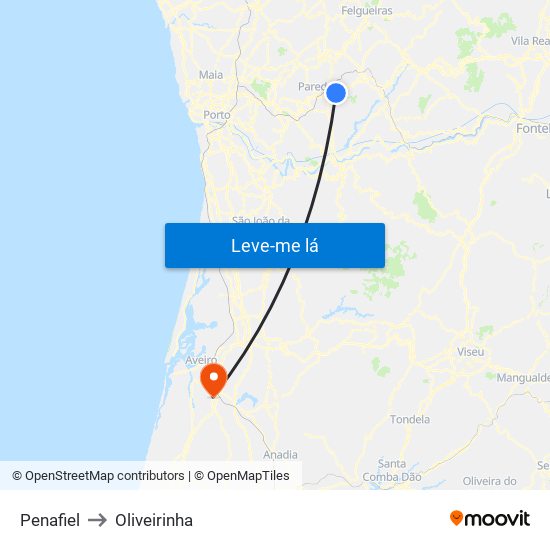 Penafiel to Oliveirinha map