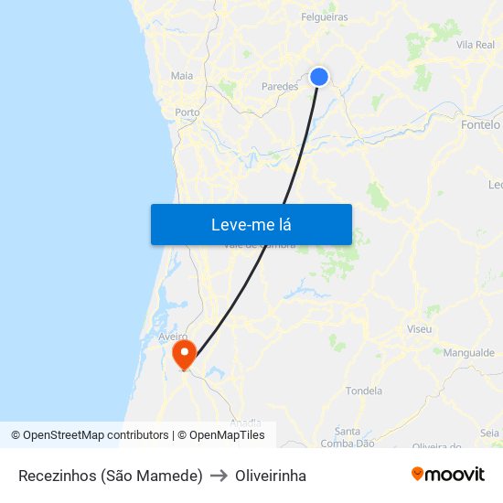 Recezinhos (São Mamede) to Oliveirinha map