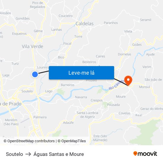 Soutelo to Águas Santas e Moure map