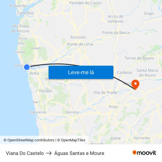 Viana Do Castelo to Águas Santas e Moure map