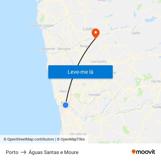 Porto to Águas Santas e Moure map