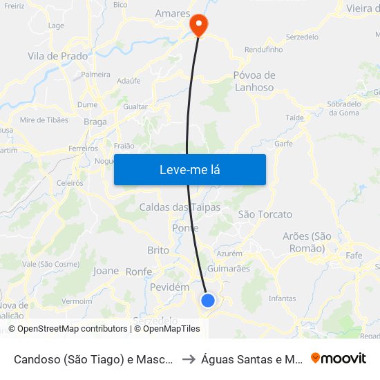 Candoso (São Tiago) e Mascotelos to Águas Santas e Moure map