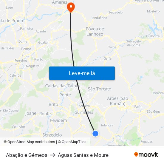 Abação e Gémeos to Águas Santas e Moure map