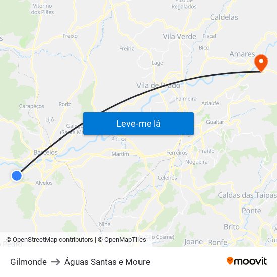 Gilmonde to Águas Santas e Moure map