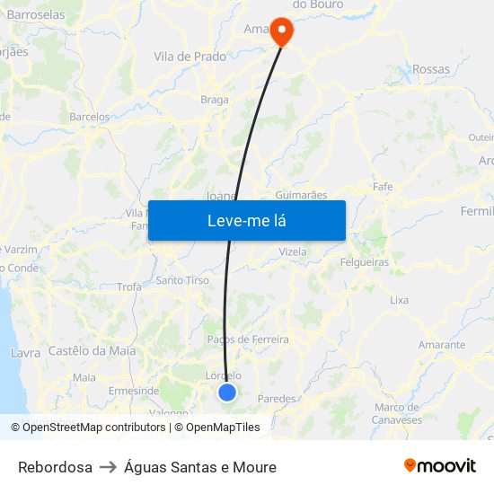 Rebordosa to Águas Santas e Moure map