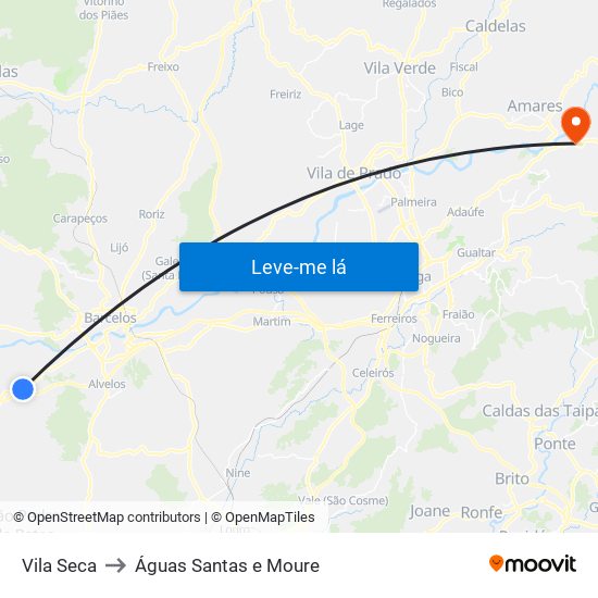 Vila Seca to Águas Santas e Moure map