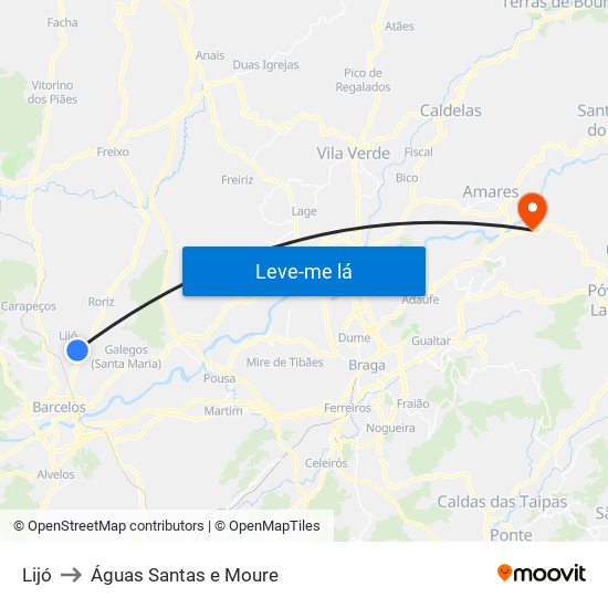 Lijó to Águas Santas e Moure map