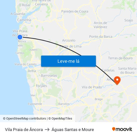 Vila Praia de Âncora to Águas Santas e Moure map