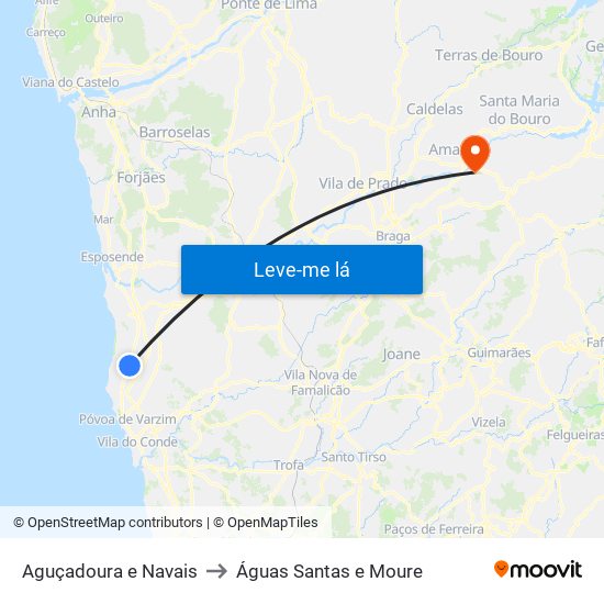 Aguçadoura e Navais to Águas Santas e Moure map