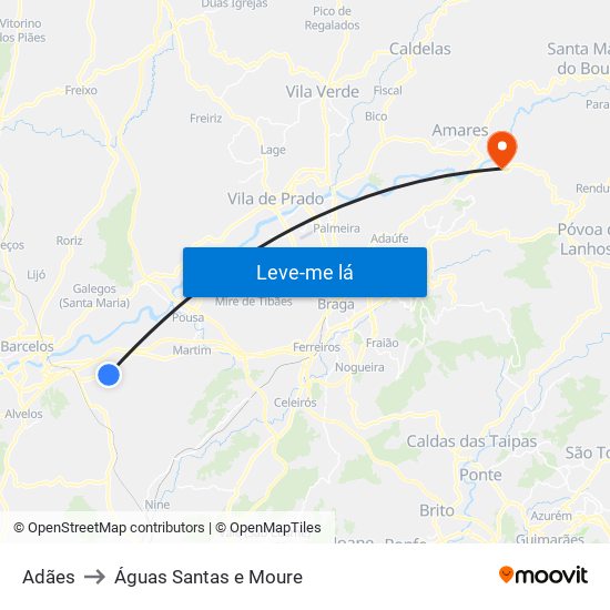 Adães to Águas Santas e Moure map