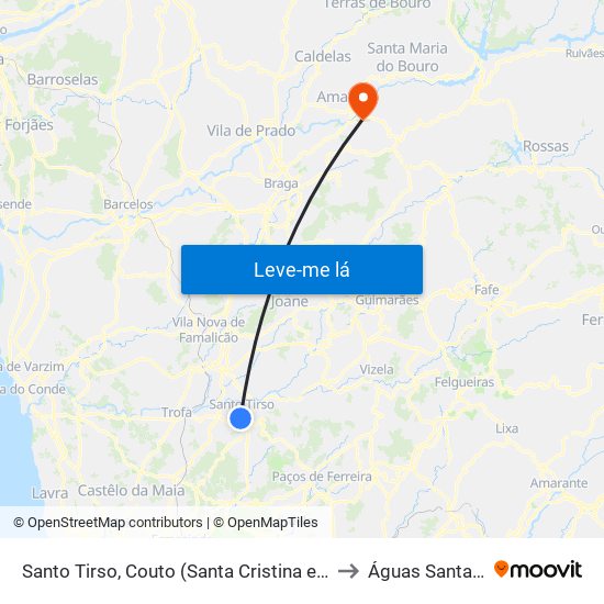 Santo Tirso, Couto (Santa Cristina e São Miguel) e Burgães to Águas Santas e Moure map