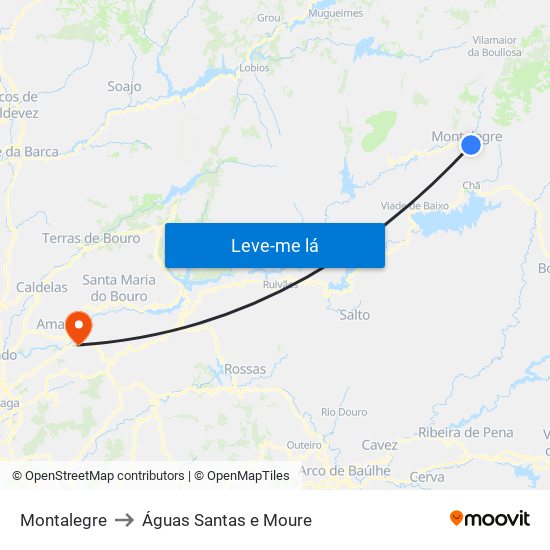 Montalegre to Águas Santas e Moure map