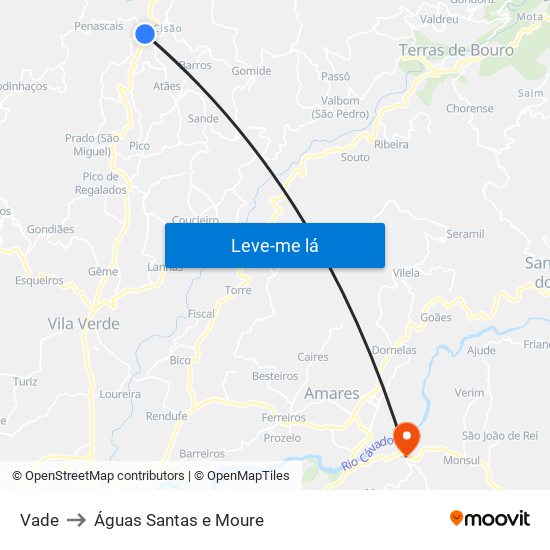 Vade to Águas Santas e Moure map