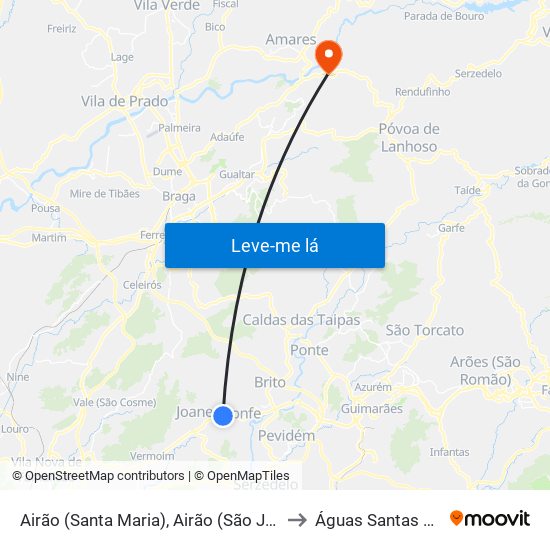 Airão (Santa Maria), Airão (São João) e Vermil to Águas Santas e Moure map