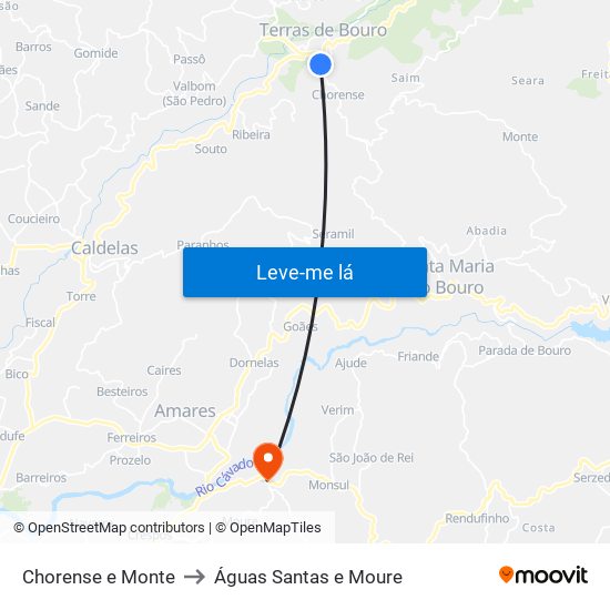 Chorense e Monte to Águas Santas e Moure map