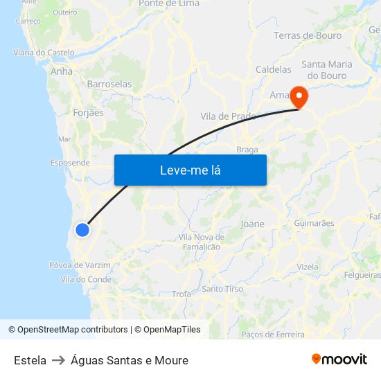 Estela to Águas Santas e Moure map