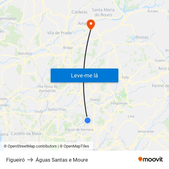 Figueiró to Águas Santas e Moure map