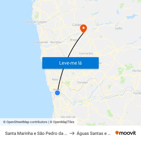 Santa Marinha e São Pedro da Afurada to Águas Santas e Moure map