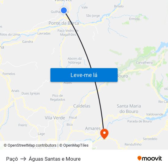 Paçô to Águas Santas e Moure map