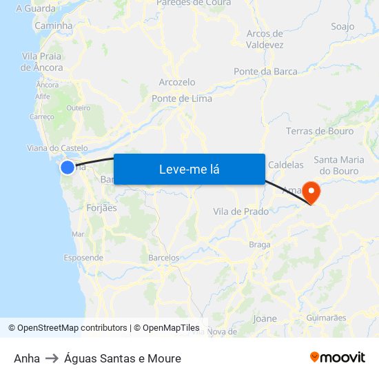 Anha to Águas Santas e Moure map