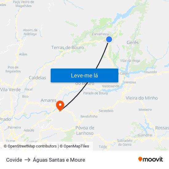 Covide to Águas Santas e Moure map