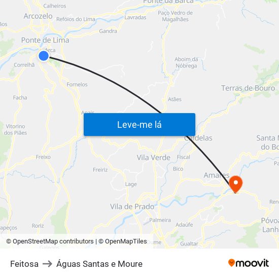 Feitosa to Águas Santas e Moure map