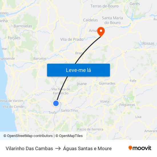 Vilarinho Das Cambas to Águas Santas e Moure map