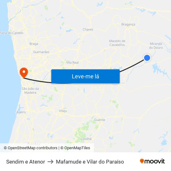 Sendim e Atenor to Mafamude e Vilar do Paraíso map