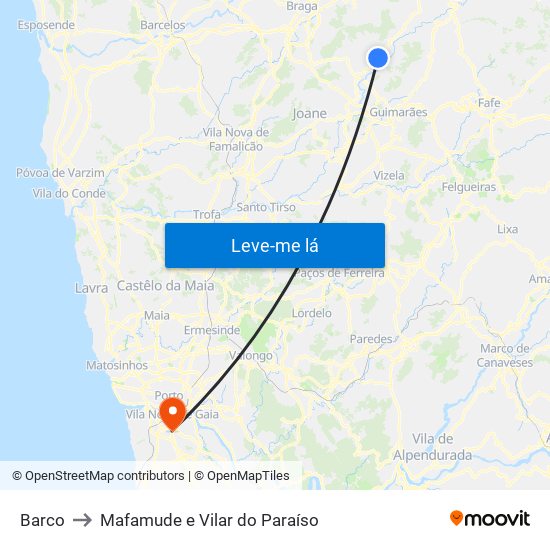 Barco to Mafamude e Vilar do Paraíso map