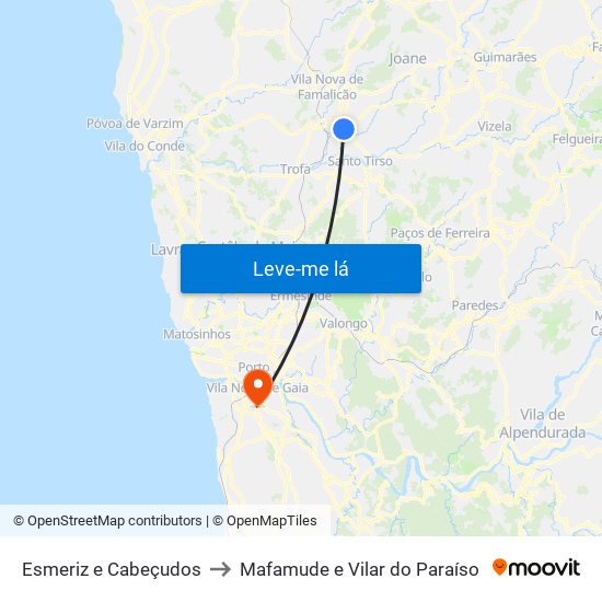 Esmeriz e Cabeçudos to Mafamude e Vilar do Paraíso map