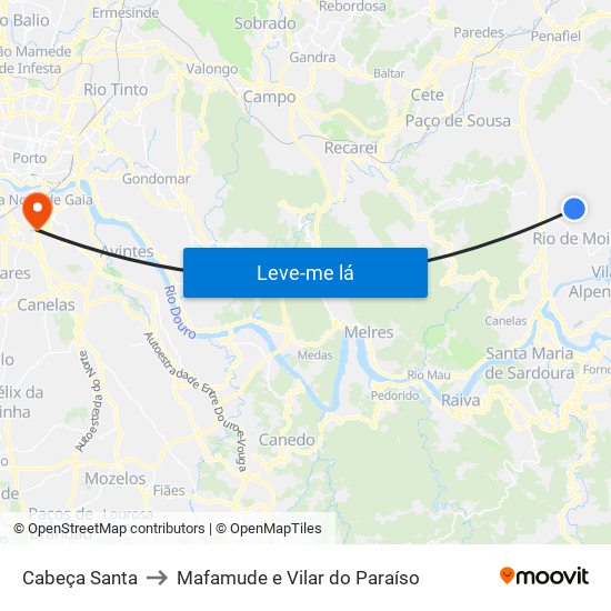 Cabeça Santa to Mafamude e Vilar do Paraíso map