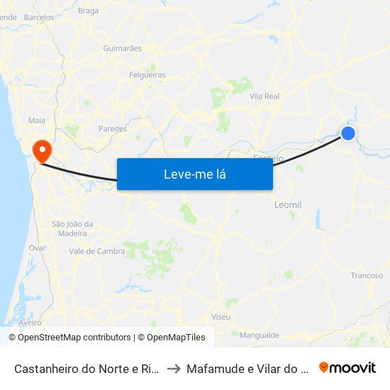 Castanheiro do Norte e Ribalonga to Mafamude e Vilar do Paraíso map