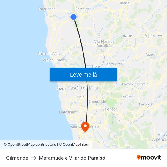 Gilmonde to Mafamude e Vilar do Paraíso map