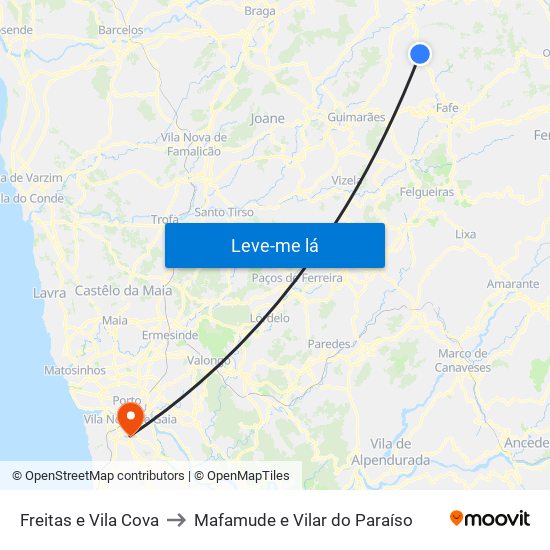 Freitas e Vila Cova to Mafamude e Vilar do Paraíso map