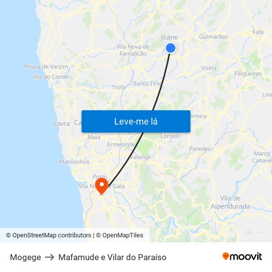 Mogege to Mafamude e Vilar do Paraíso map