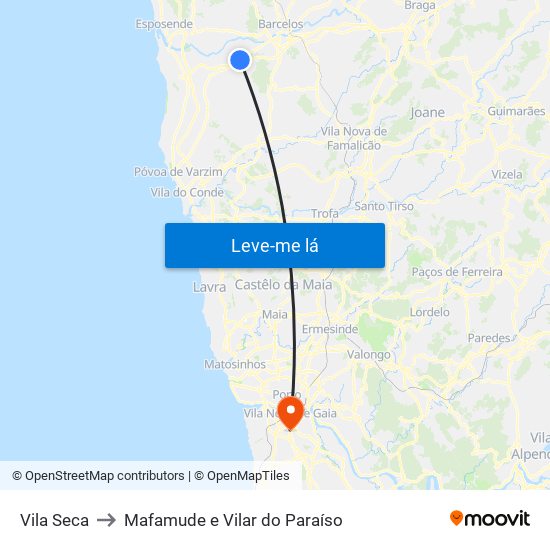 Vila Seca to Mafamude e Vilar do Paraíso map