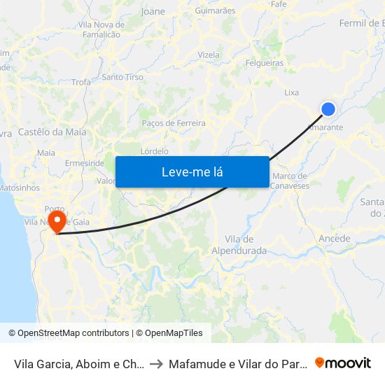 Vila Garcia, Aboim e Chapa to Mafamude e Vilar do Paraíso map