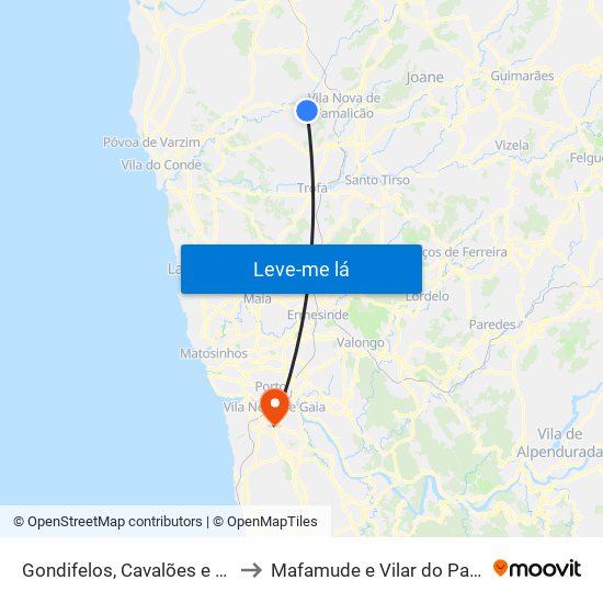 Gondifelos, Cavalões e Outiz to Mafamude e Vilar do Paraíso map