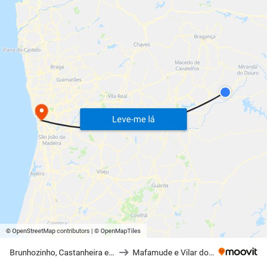Brunhozinho, Castanheira e Sanhoane to Mafamude e Vilar do Paraíso map