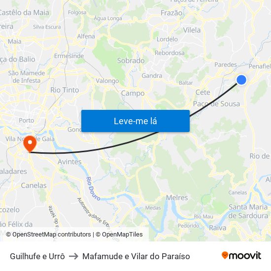 Guilhufe e Urrô to Mafamude e Vilar do Paraíso map