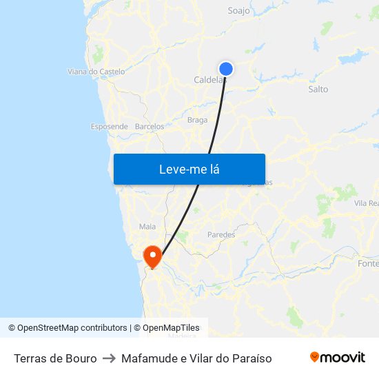 Terras de Bouro to Mafamude e Vilar do Paraíso map