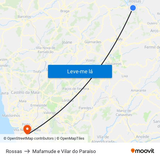 Rossas to Mafamude e Vilar do Paraíso map