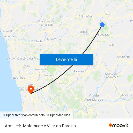 Armil to Mafamude e Vilar do Paraíso map