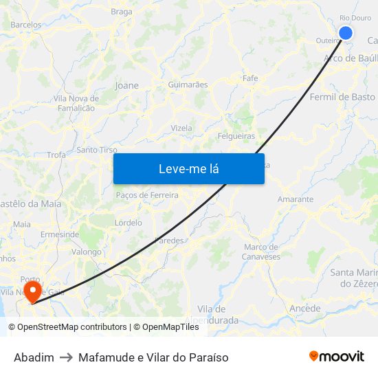 Abadim to Mafamude e Vilar do Paraíso map