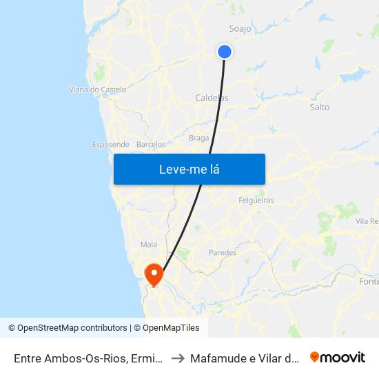 Entre Ambos-Os-Rios, Ermida e Germil to Mafamude e Vilar do Paraíso map