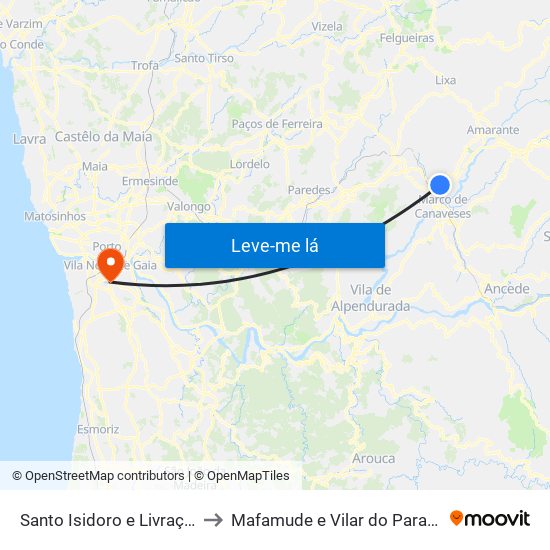 Santo Isidoro e Livração to Mafamude e Vilar do Paraíso map