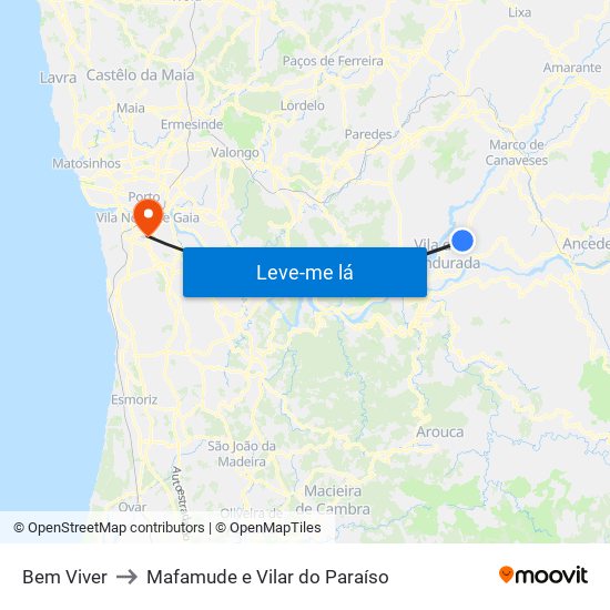 Bem Viver to Mafamude e Vilar do Paraíso map