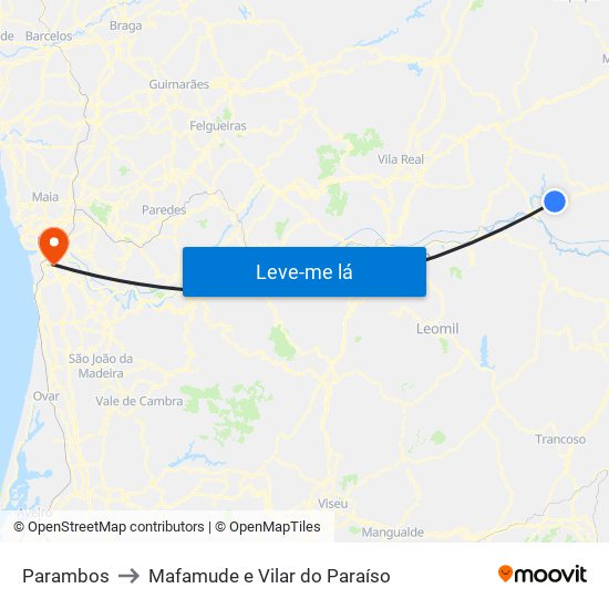 Parambos to Mafamude e Vilar do Paraíso map