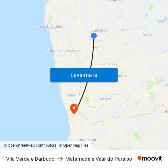 Vila Verde e Barbudo to Mafamude e Vilar do Paraíso map